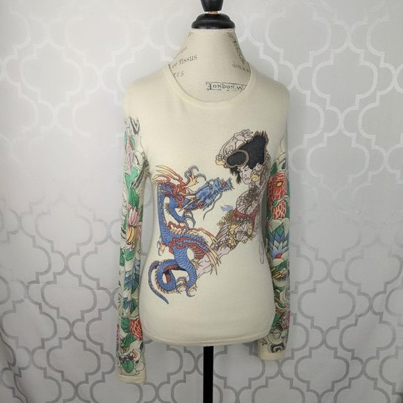 Amal Guessous Sweaters - A&G Amal Guessous Cashmere Kabuki Tattoo Sweater
